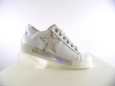 Pantofi sport copii fete LM, cod 6A88, seria SUPER STAR, alb, piele naturala