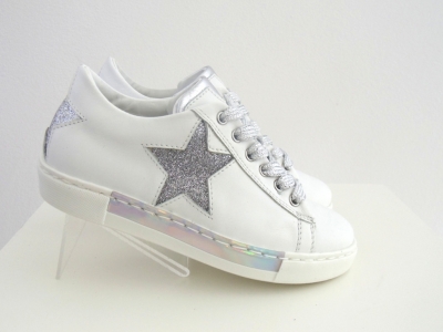 Pantofi sport copii fete Lui.Gi, cod 6A94, seria SUPER STAR, alb, piele naturala
