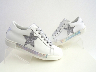 Pantofi sport copii fete Lui.Gi, cod 6A94, seria SUPER STAR, alb, piele naturala