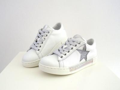 Pantofi sport copii fete Lui.Gi, cod 6A94, seria SUPER STAR, alb, piele naturala