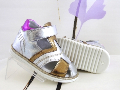 Sandale copii fete Lui.Gi, cod 6S128, seria SIMBA, argintiu, piele naturala