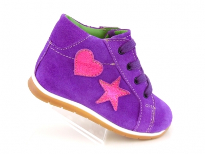 Pantofi sport copii fete Lui.Gi, cod 6A116, seria HEART, mov, piele naturala